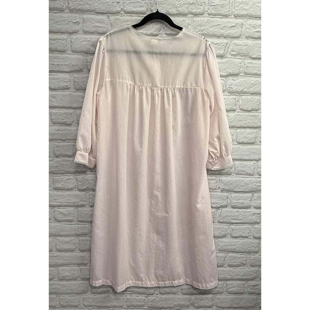 Vtg Barbizon Pink Lace Embroidered Long Sleeve Night Gown Babydoll‎ Sheer Sz M/L - Picture 7 of 16